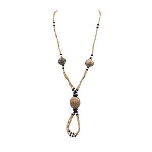 Handcrafted Tribal Beaded Necklace With Unique Stone Accents